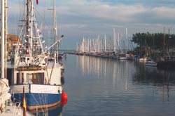 Hafen in Orth auf der Insel Fehmarn mit Gastanlegepltzen. Ein grerer Hafen befindet sich in Burg